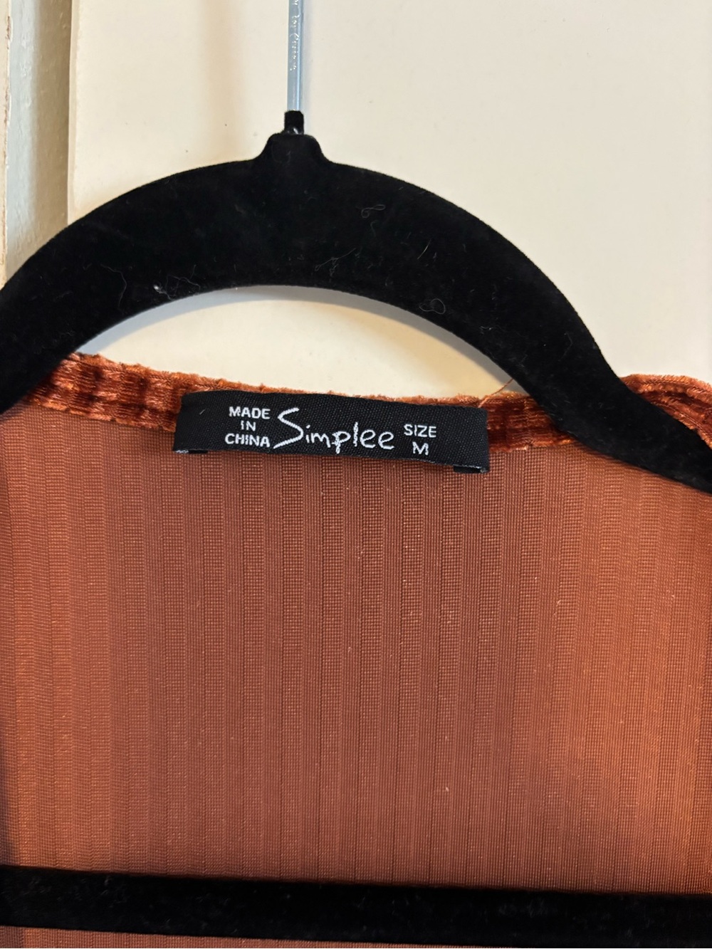 Simple Burnt Orange Velvet Maxi Wrap Dress - Picture 3 of 4